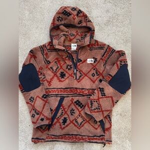 The North Face Red and Navy Patterned Hoodie